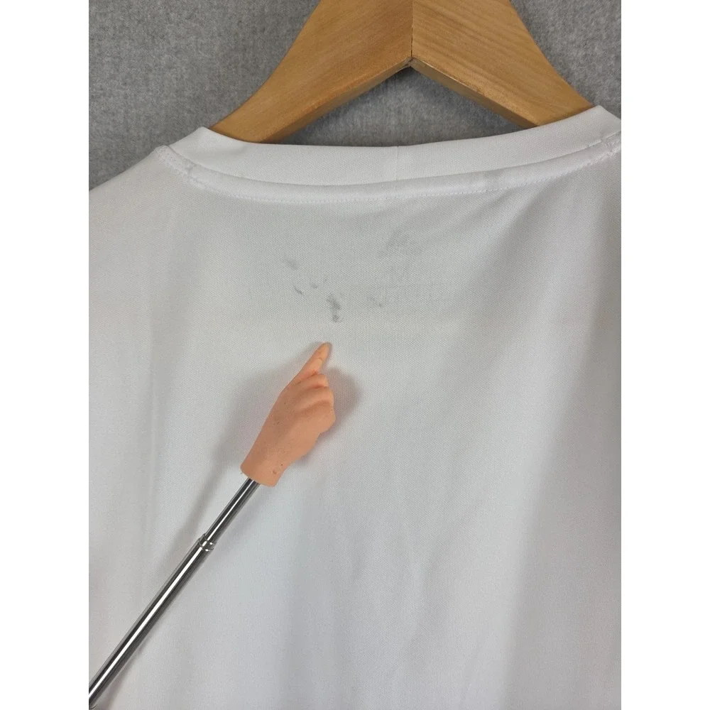 Adidas‎ Golf Mens M White Multi Sport T Shirt Active Stretch Sleeve Logo NEW